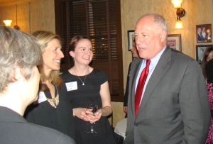 Gov. Quinn chats with CUB staff (from left to right) Pat Clark, Julie Soderna, and Christie Hicks at Monday's 30th Anniversary Celebration